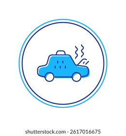 Filled outline Broken taxi car icon isolated on white background.  Vector