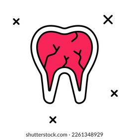 Filled outline Broken tooth icon isolated on white background. Dental problem icon. Dental care symbol.  Vector