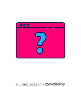 Filled outline Browser with question mark icon isolated on white background. Internet communication protocol.  Vector