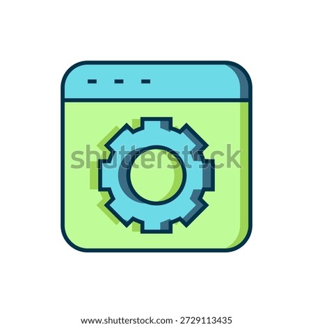 Filled outline Browser setting icon isolated on white background. Adjusting, service, maintenance, repair, fixing. Flat filled outline style with shadow. Vector