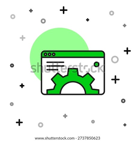 Filled outline Browser setting icon isolated on white background. Adjusting, service, maintenance, repair, fixing.  Vector