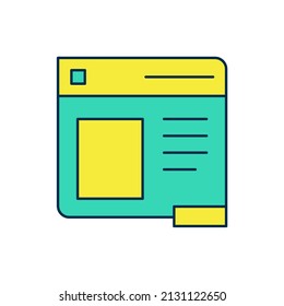 Filled outline Browser window icon isolated on white background.  Vector