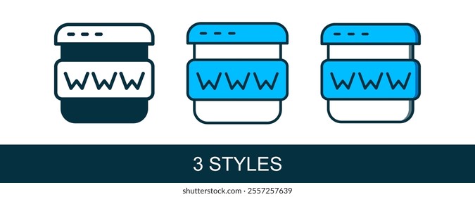 Filled outline Browser window icon isolated on white background.  Vector