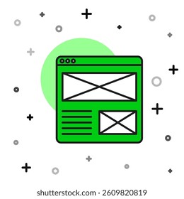 Filled outline Browser window icon isolated on white background.  Vector