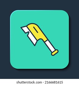 Filled outline Brush for cleaning icon isolated on blue background. Cleaning service concept. Turquoise square button. Vector