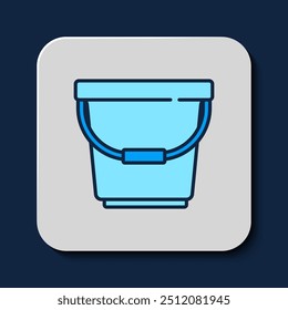 Filled outline Bucket icon isolated on blue background.  Vector