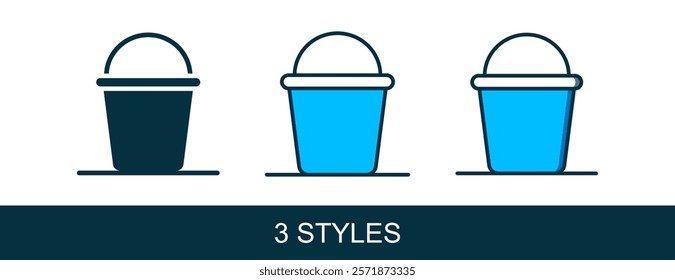 Filled outline Bucket icon isolated on white background.  Vector