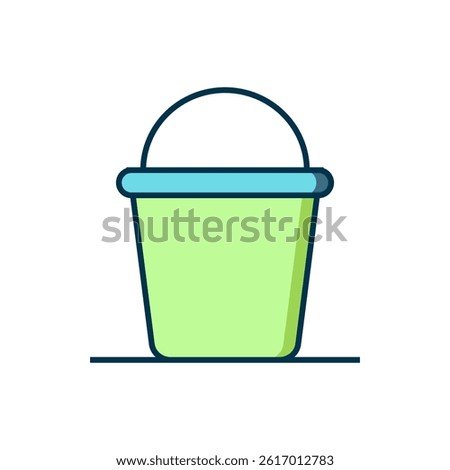 Filled outline Bucket icon isolated on white background. Flat filled outline style with shadow. Vector
