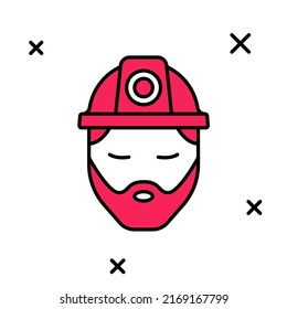 Filled outline Builder icon isolated on white background. Construction worker.  Vector