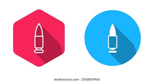 Filled and outline Bullet icon isolated with long shadow background.  Vector