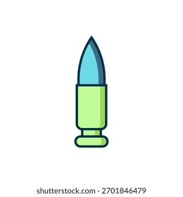 Icono de bala de contorno lleno aislado sobre fondo blanco. Estilo de contorno relleno plano con sombra. Vector
