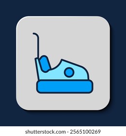 Filled outline Bumper car icon isolated on blue background. Amusement park. Childrens entertainment playground, recreation park.  Vector