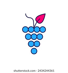 Filled outline Bunch of grapes icon isolated on white background.  Vector