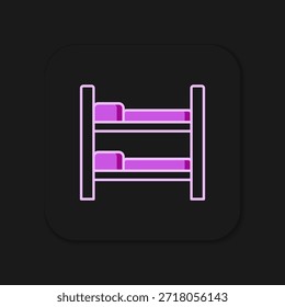 Filled outline Bunk bed icon isolated on black background. Flat filled outline style with shadow. Vector