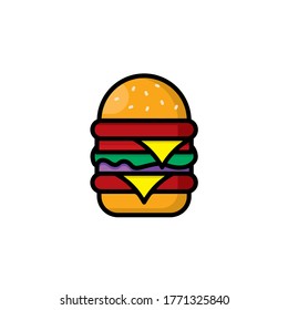 Filled outline burger illustration icon.