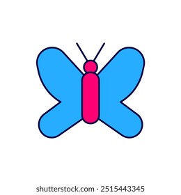 Contorno preenchido Ícone borboleta isolado no fundo branco.  Vetor