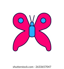 Filled outline Butterfly icon isolated on white background.  Vector