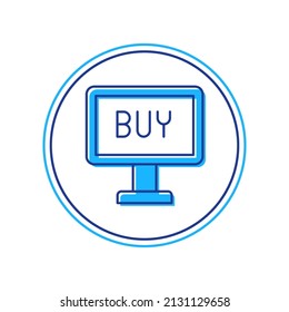 Filled outline Buy button icon isolated on white background.  Vector