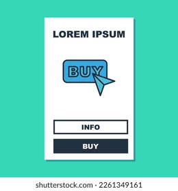 Filled outline Buy button icon isolated on turquoise background.  Vector