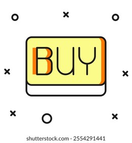 Filled outline Buy button icon isolated on white background. Financial and stock investment market concept. Flat filled outline style with shadow. Vector