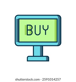 Filled outline Buy button icon isolated on white background. Flat filled outline style with shadow. Vector