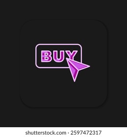 Filled outline Buy button icon isolated on black background. Flat filled outline style with shadow. Vector