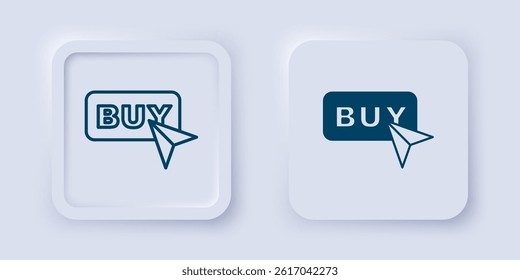 Filled and outline Buy button icon isolated on grey background. Square button. Vector