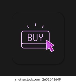 Filled outline Buy button icon isolated on black background. Flat filled outline style with shadow. Vector