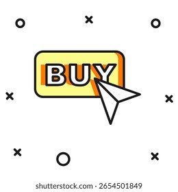 Filled outline Buy button icon isolated on white background. Flat filled outline style with shadow. Vector