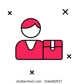 Filled outline Buyer icon isolated on white background.  Vector