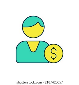 Filled outline Buyer icon isolated on white background.  Vector