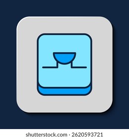 Filled outline Buzzer in electronic circuit icon isolated on blue background.  Vector