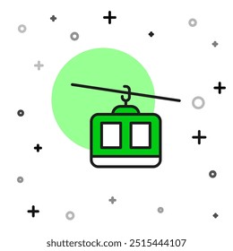 Filled outline Cable car icon isolated on white background. Funicular sign.  Vector
