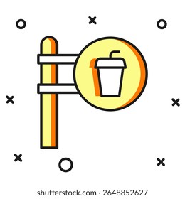 Filled outline Cafe and restaurant location icon isolated on white background. Fork and spoon eatery sign inside pinpoint. Flat filled outline style with shadow. Vector.