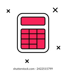 Filled outline Calculator icon isolated on white background. Accounting symbol. Business calculations mathematics education and finance.  Vector