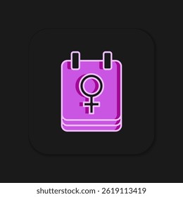 Filled outline Calendar with 8 March icon isolated on black background. International Happy Women Day. Flat filled outline style with shadow. Vector