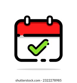 filled outline Calendar  vector icon flat design illustration isolated on white