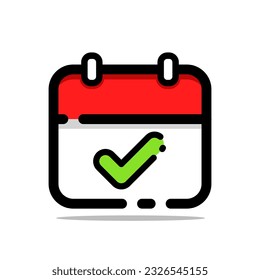 filled outline Calendar  vector icon flat design illustration isolated on white