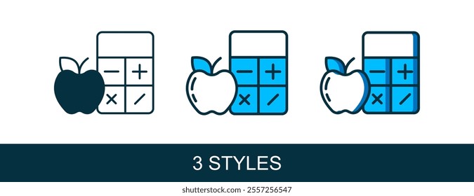 Filled outline Calorie calculator icon isolated on isolated on white background. Calorie count. Diet. Weight loss. Portion control. Healthy eating. Dietary nutrition.  Vector