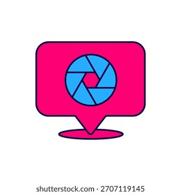 Icono del obturador de la cámara aislado en el fondo blanco.  Vector