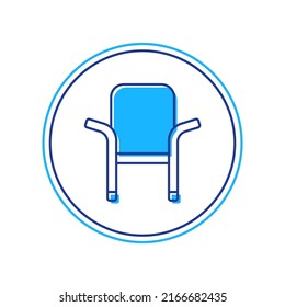 Filled outline Camping portable folding chair icon isolated on white background. Rest and relax equipment. Fishing seat.  Vector