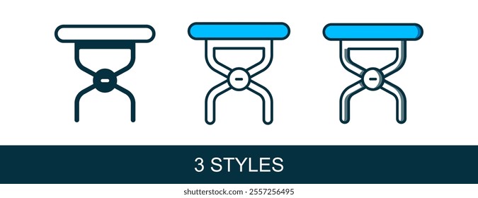 Filled outline Camping portable folding chair icon isolated on white background. Rest and relax equipment. Fishing seat.  Vector