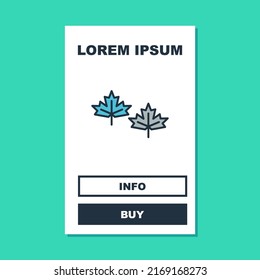 Filled outline Canadian maple leaf icon isolated on turquoise background. Canada symbol maple leaf.  Vector