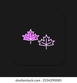 Filled outline Canadian maple leaf icon isolated on black background. Canada symbol maple leaf. Flat filled outline style with shadow. Vector