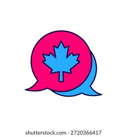 Icono de hoja de arce canadiense de contorno lleno aislado sobre fondo blanco. Símbolo de Canadá hoja de arce.  Vector