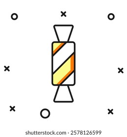 Filled outline Candy icon isolated on white background. Happy Halloween party. Flat filled outline style with shadow. Vector