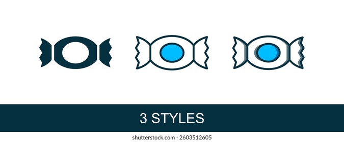 Filled outline Candy icon isolated on white background. Happy Halloween party.  Vector
