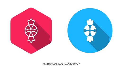 Filled and outline Candy icon isolated with long shadow background. Merry Christmas and Happy New Year.  Vector