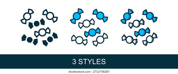 Filled outline Candy icon isolated on white background. Merry Christmas and Happy New Year.  Vector