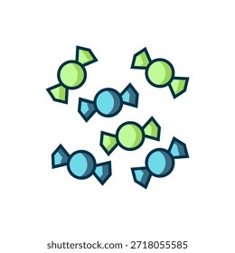 Filled outline Candy icon isolated on white background. Merry Christmas and Happy New Year. Flat filled outline style with shadow. Vector